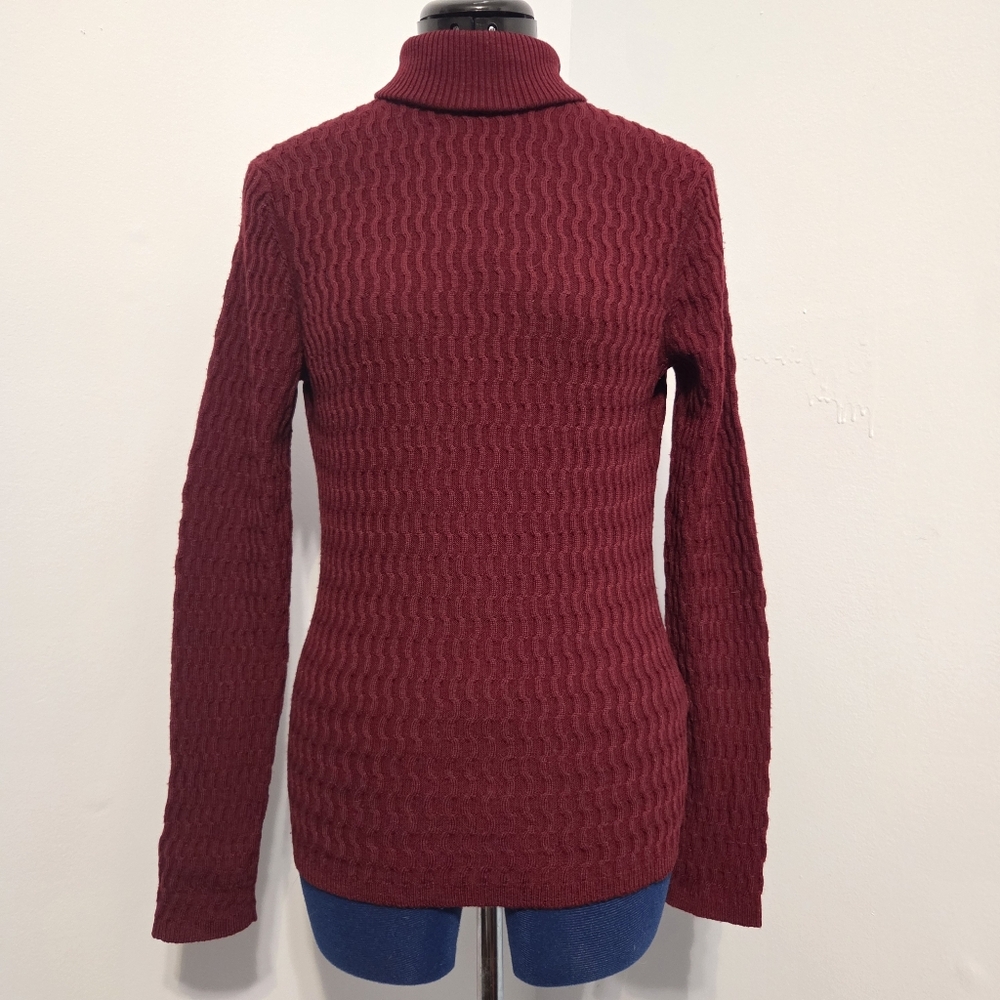 Vintage Burgundy Italian Merino Wool Turtleneck Sweater Size M